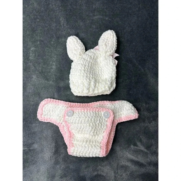 BABESIDE 2Pcs Reborn Bunny Hat and Diaper Cover for 17-20 Inch Baby Dolls - Picture 8 of 12